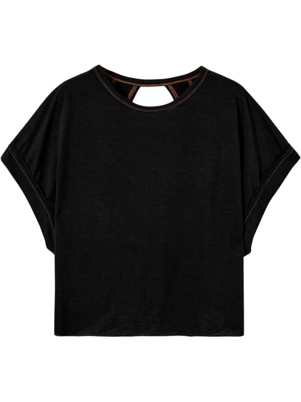Women's Solid Black Open Back Tops Workout Backless Casual Athletic Shirts - Picture 2 of 4